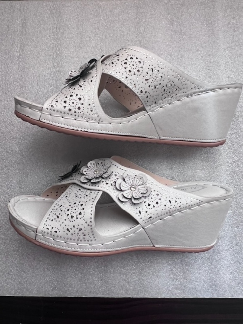 Atalina Wedge Slip On Sandals Light Gray Size 41 (9.5 fits like a 9.0)